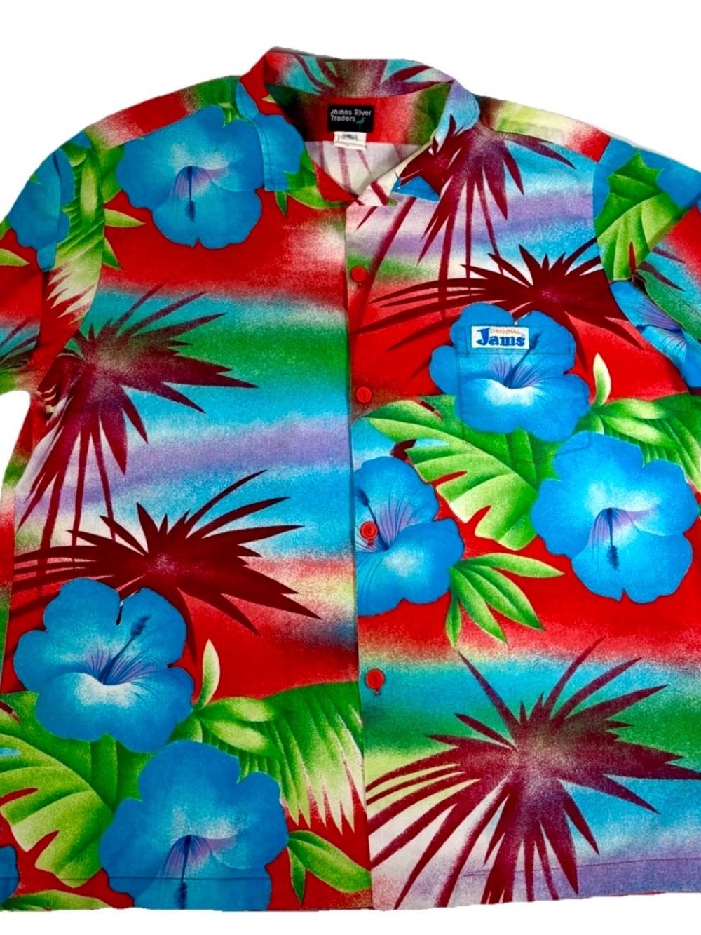 Original Jams Hawaiian Lual Shirt Cotton Sz  X Lrg Vintage 70s 80s Camp Shirt